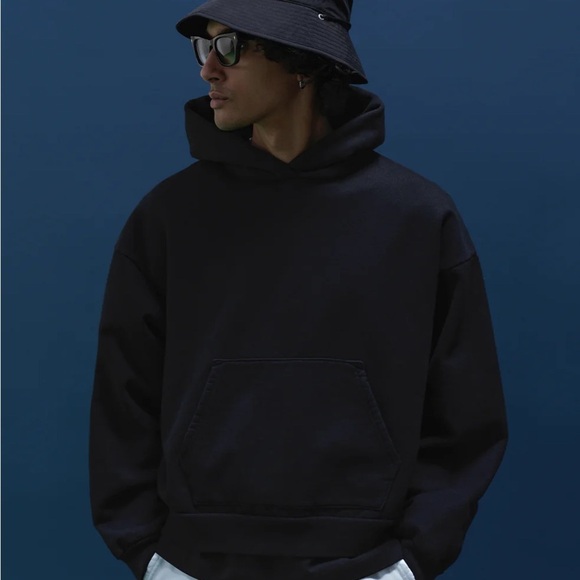 John Elliott Black Oversized Cropped Hoodie Sweatshirt, 1/Small pullover cotton - Picture 11 of 12